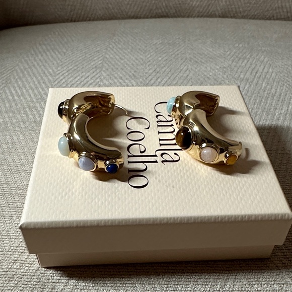 Camila Coelho Gold Earrings with Colorful Stones - Picture 5 of 7